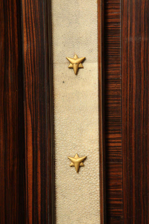André Frechet French Art Deco Macassar Ebony, Shagreen & Gilt Bronze Cabinet For Sale 2