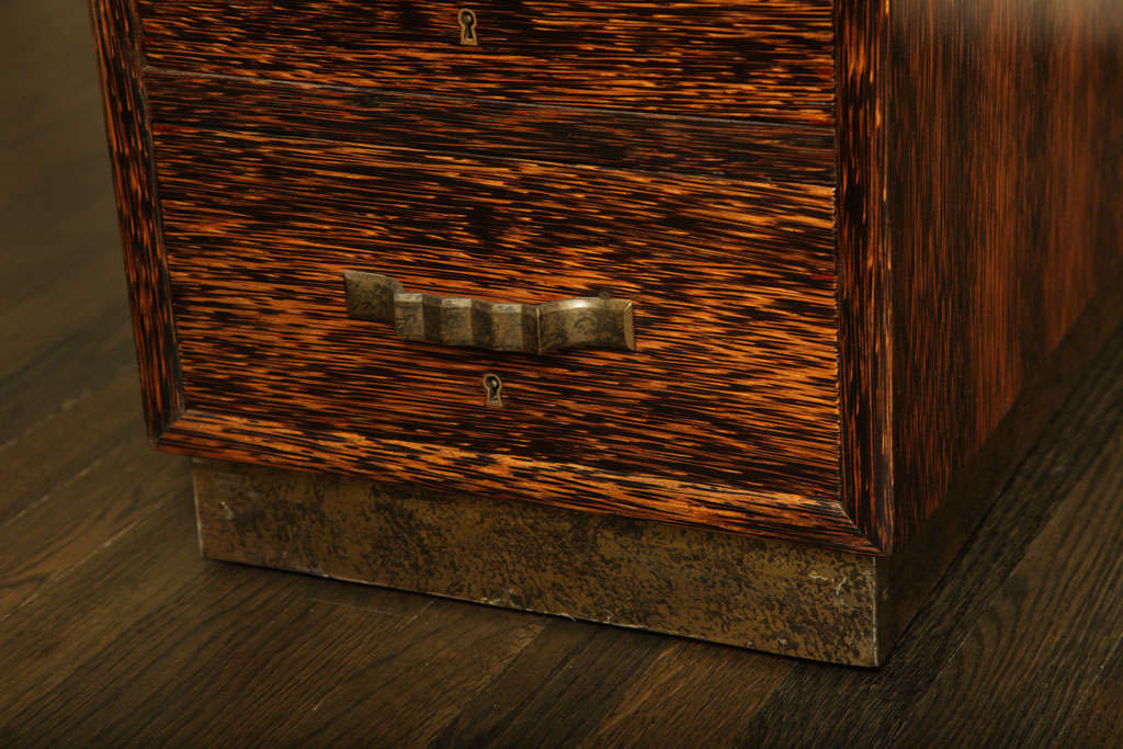 Eugene Printz French Art Deco Palmwood with Brass DoubleSided Desk For