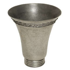 René Delavan French Art Deco Hammered Pewter Vase