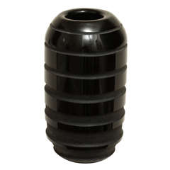 Antique Jean Luce Art Deco Etched Black Glass Vase