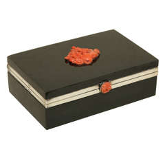 English Art Deco Carved Nephrite and Silver Box by H. G. & S.