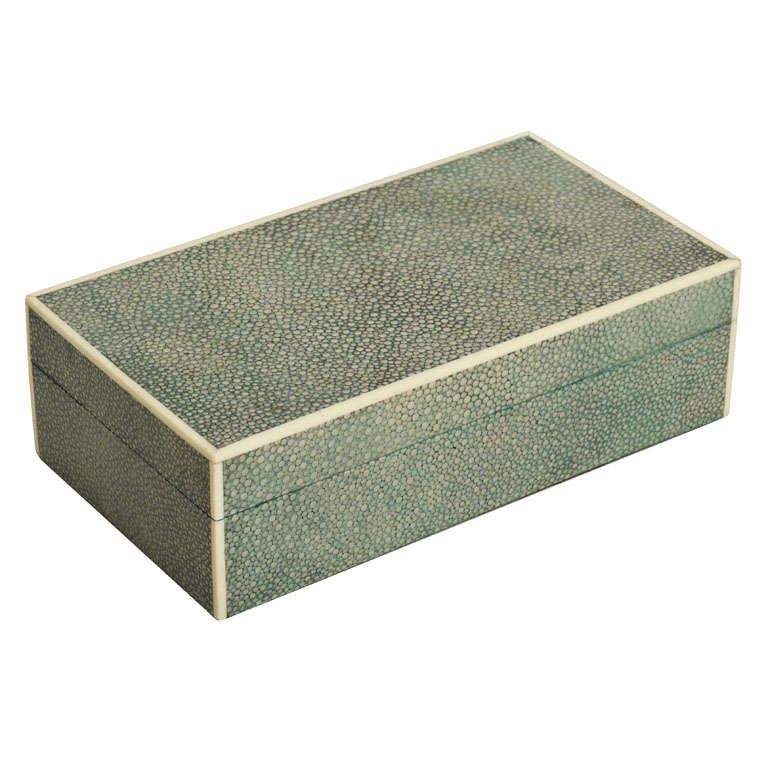 Asprey & Co. English Art Deco Green Shagreen Box For Sale