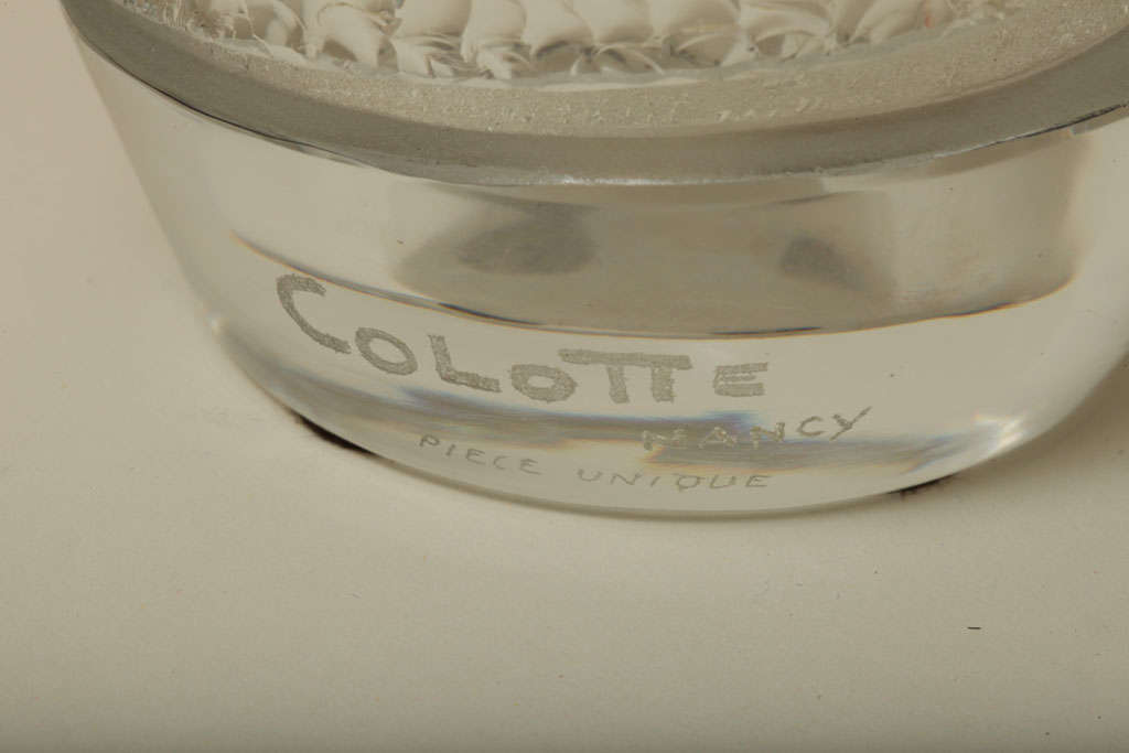 Michel-Aristide Colotte French Art Deco Carved and Etched Clear Glass Vase For Sale 2