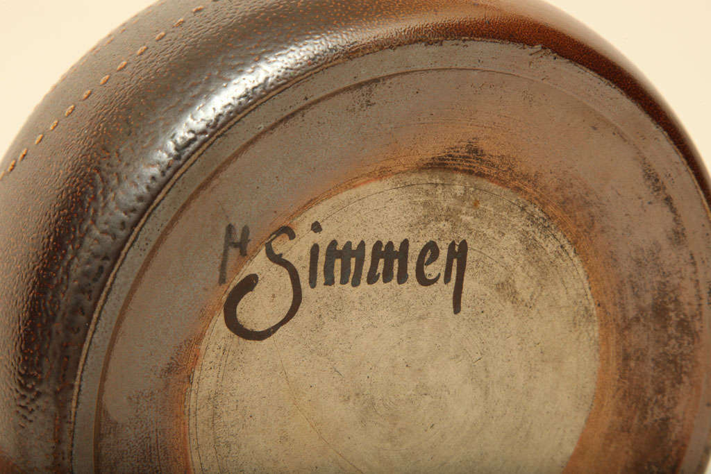 Henri Simmen French Art Deco Salt-Glazed Stoneware Vase For Sale 1