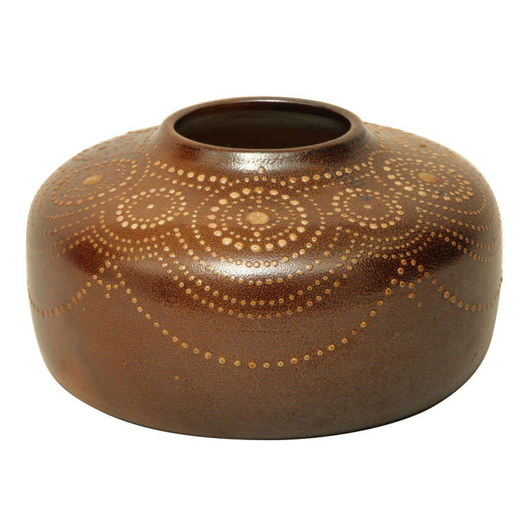 Henri Simmen French Art Deco Salt-Glazed Stoneware Vase For Sale