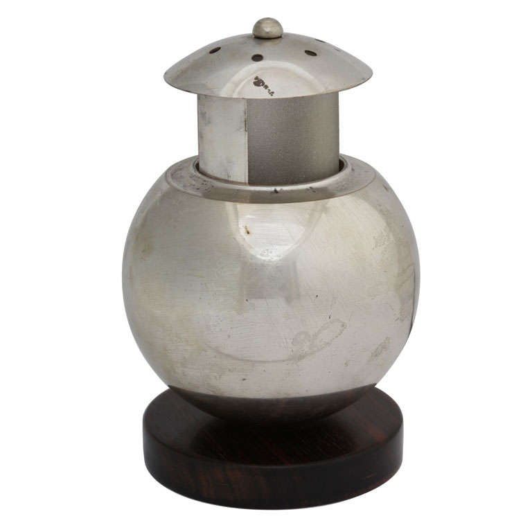 Maison Desny French Art Deco NickelledMetal and Frosted Glass Incense Burner For Sale at 1stDibs