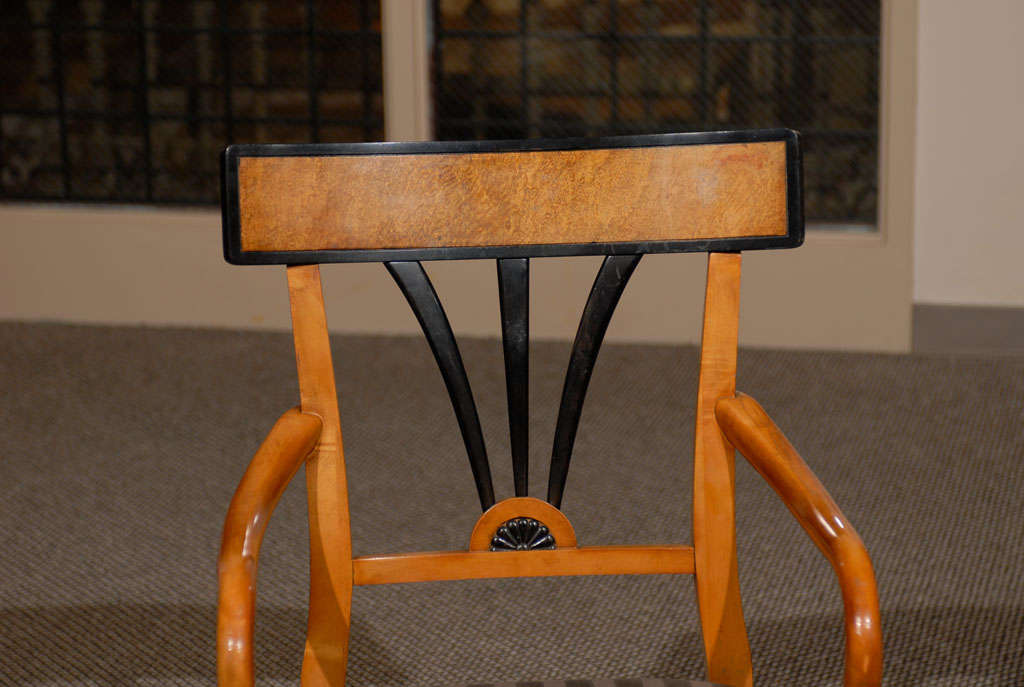 Birdseye Maple Mid Century Biedermeier Style Armchair