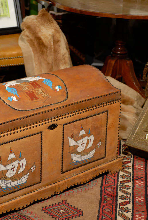 20th Century Spanish Revival Leather Trunk