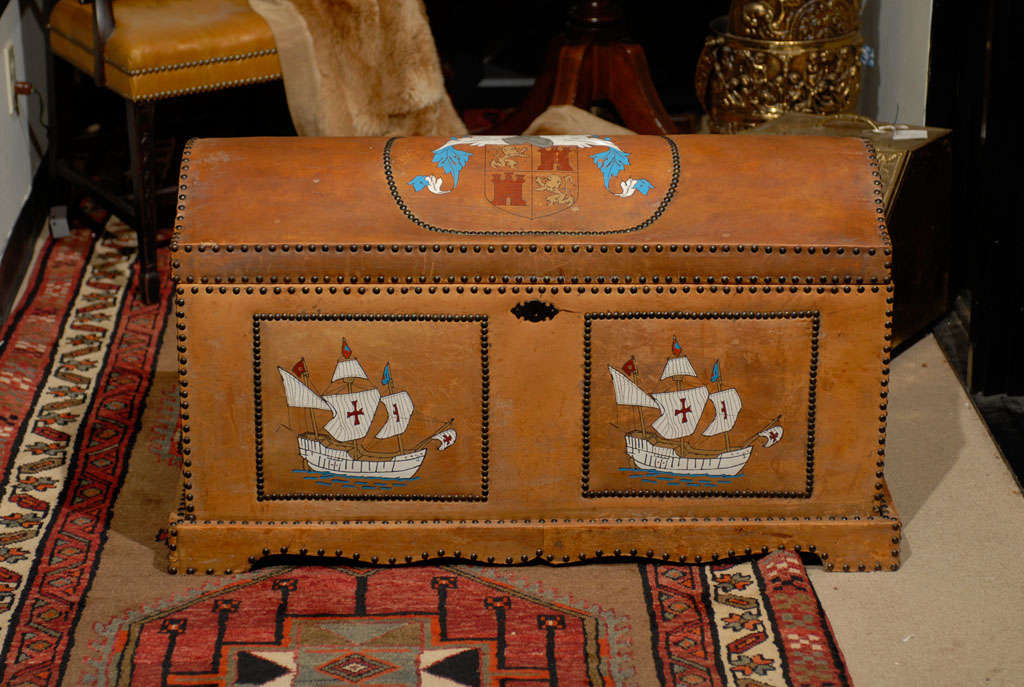 Spanish Revival Leather Trunk 3