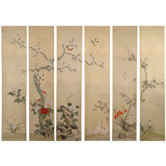 Six Hand Painted Panoramic Wall Paper Panels