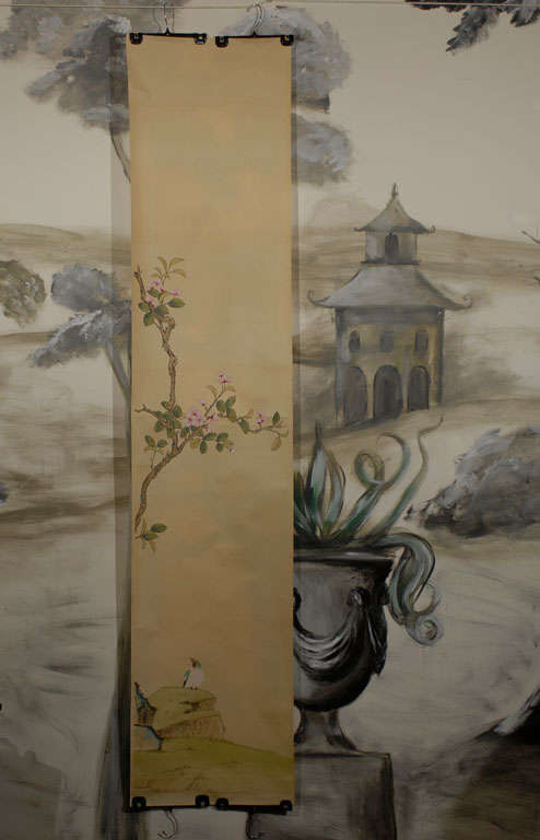 Chinese Six Hand Painted Panoramic Wall Paper Panels