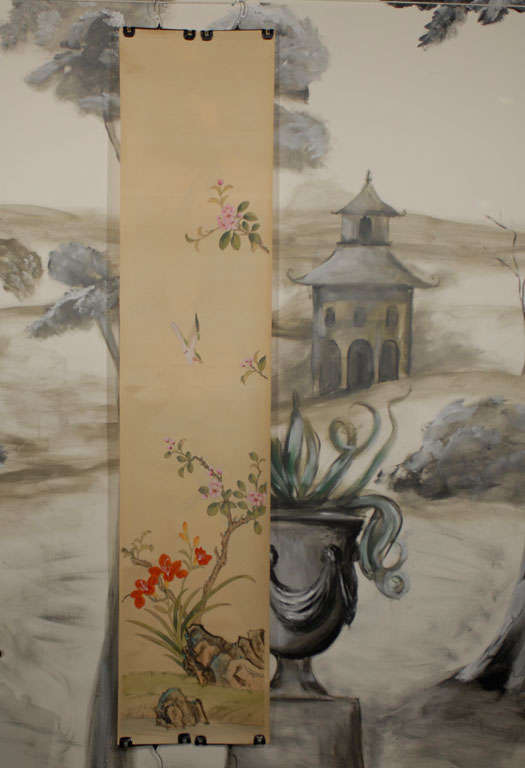 20th Century Six Hand Painted Panoramic Wall Paper Panels