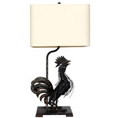 French Iron Rooster Lamp