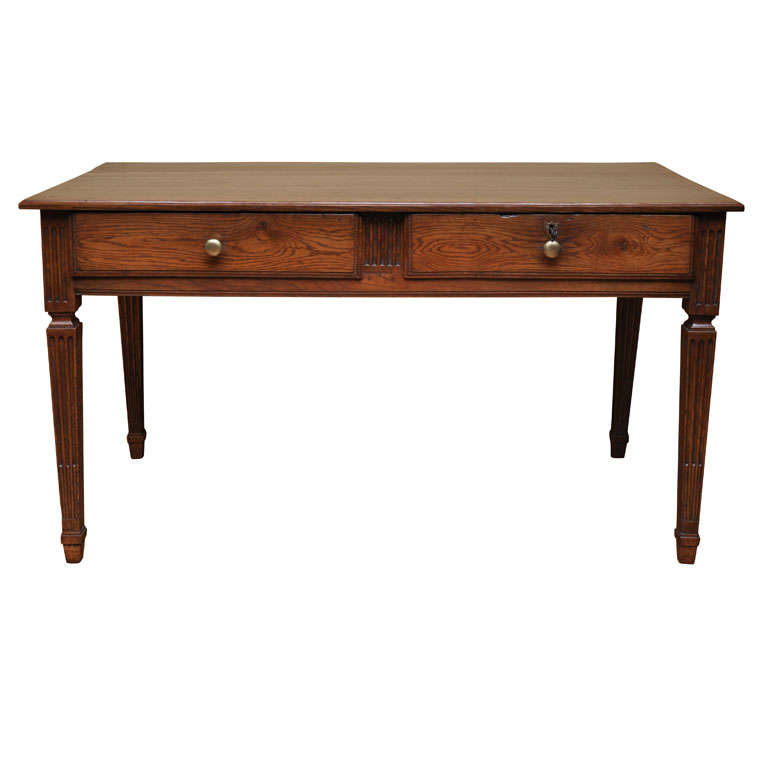 French Provincial Oak and Chestnut Writing Table, Circa 1800
