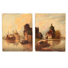 Pair of Oil Paintings of Venice, Italy signed
