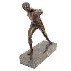 Antique 19 C Bronze of Warrior on Marble Base