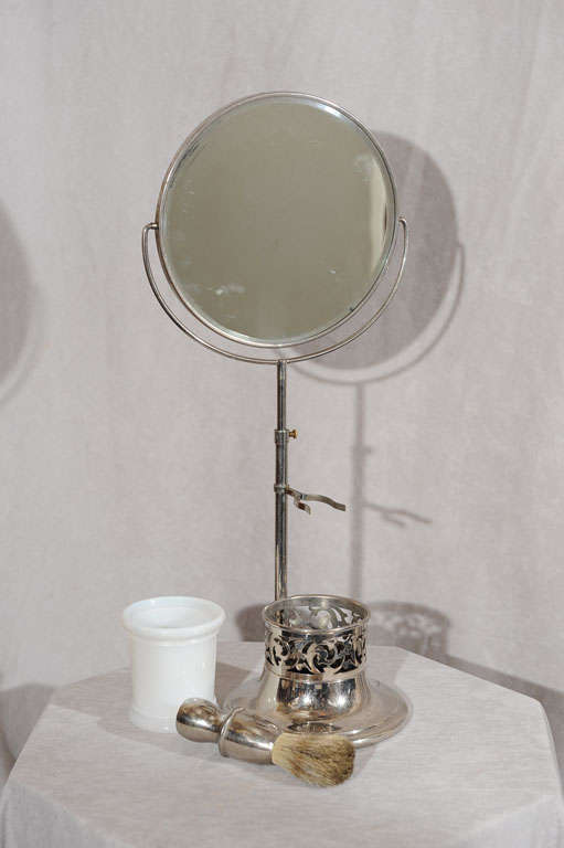 20th Century Victorian Shaving Mirror with Accessories