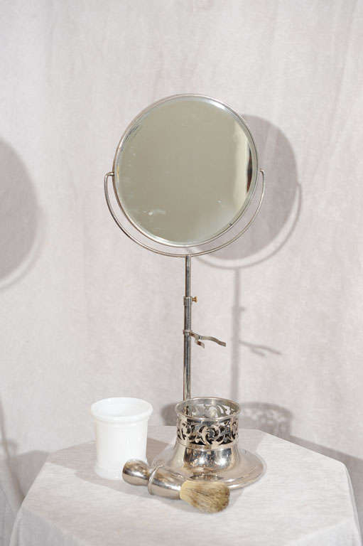 Glass Victorian Shaving Mirror with Accessories