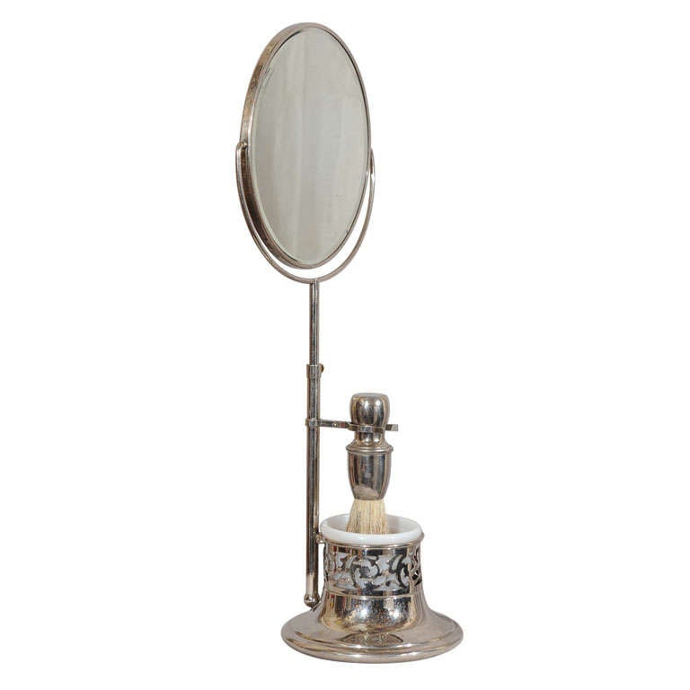 Victorian Shaving Mirror with Accessories