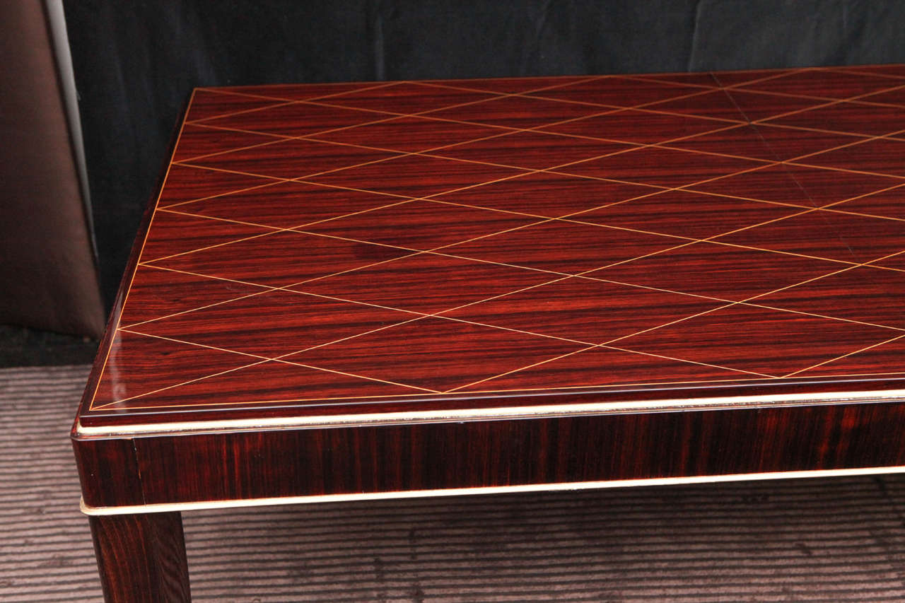 French Art Deco Rosewood and Gilded Albert Fournier Dining Table For Sale