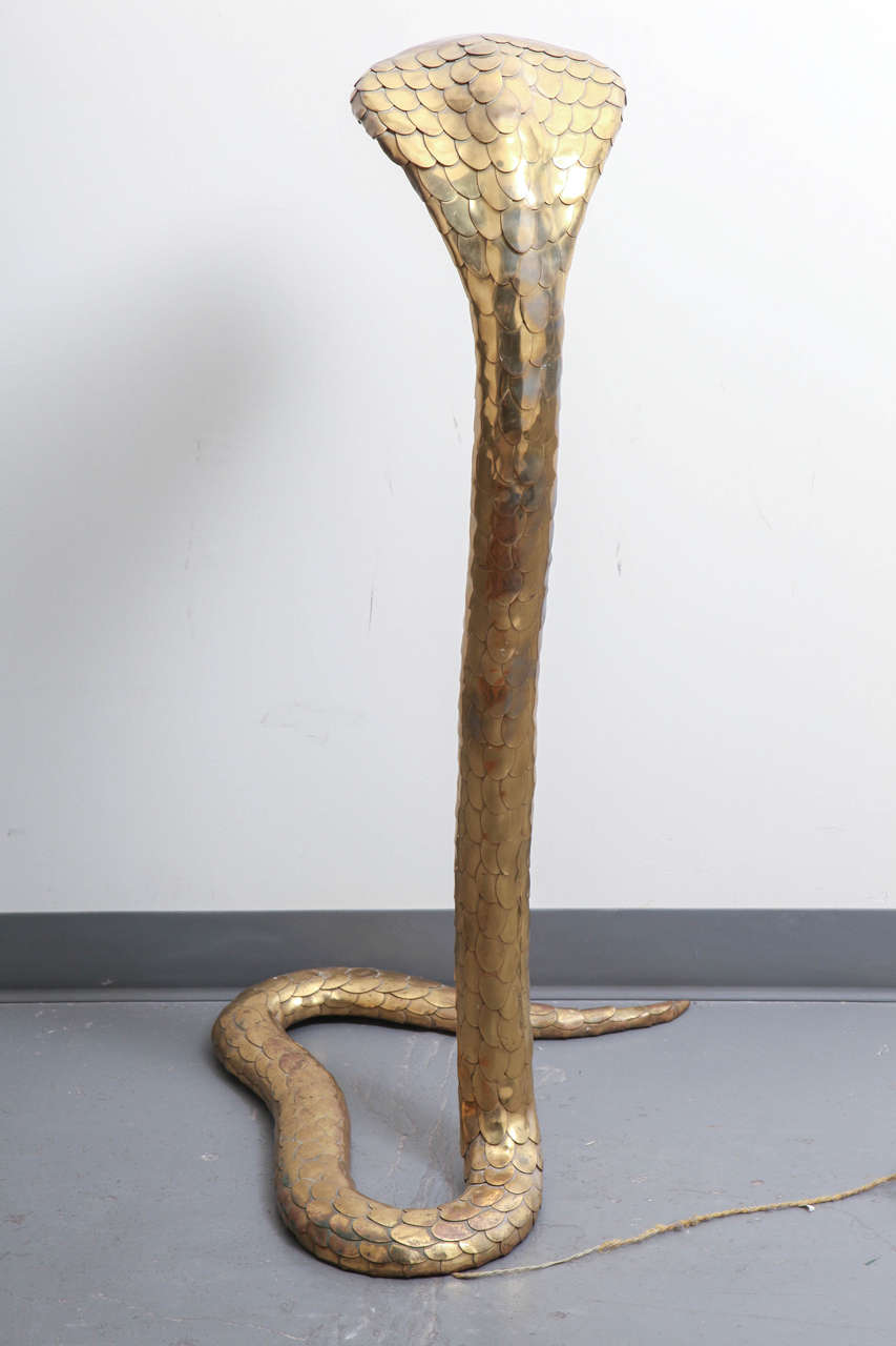French Brass Cobra Sculpture by Alain Chervet