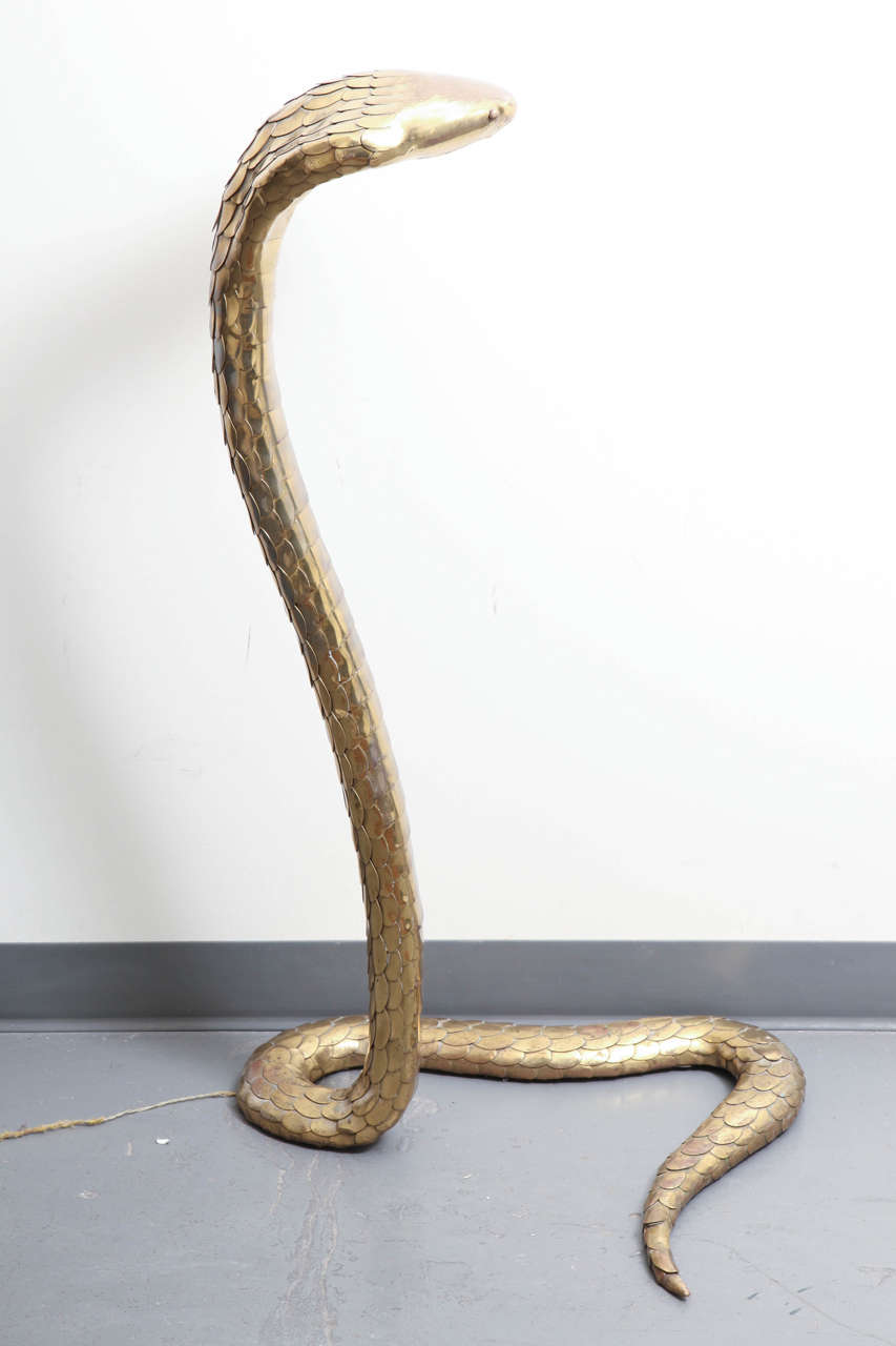 Late 20th Century Brass Cobra Sculpture by Alain Chervet