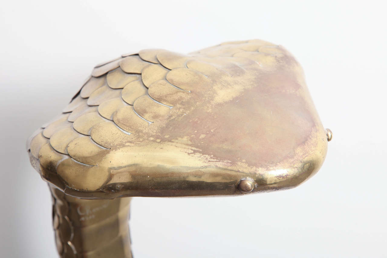 Brass Cobra Sculpture by Alain Chervet 1