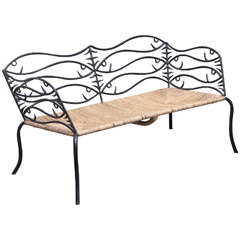 Important Wrought Iron "Fish Bench" Attributed to Jean Cocteau