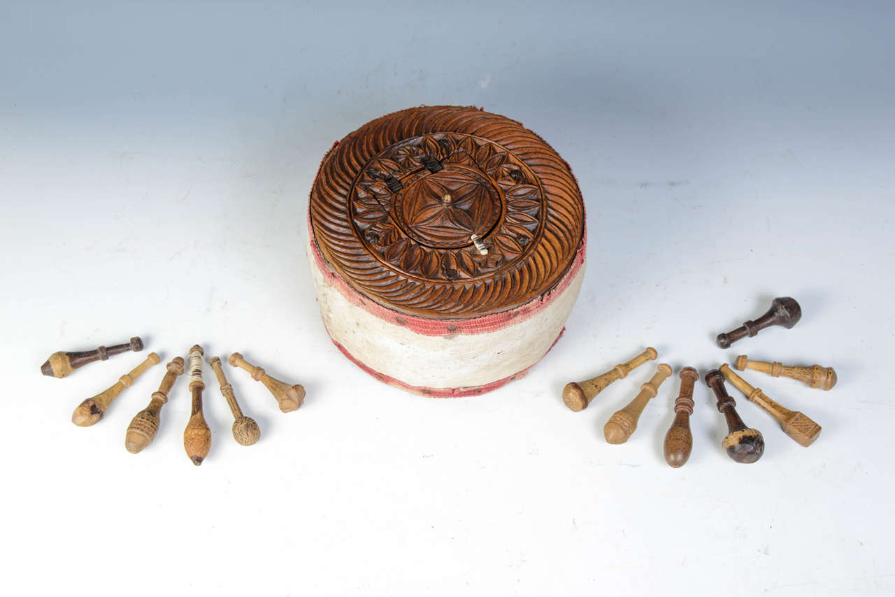 Pine 18th Century French Alpes Lacemaking Drum For Sale