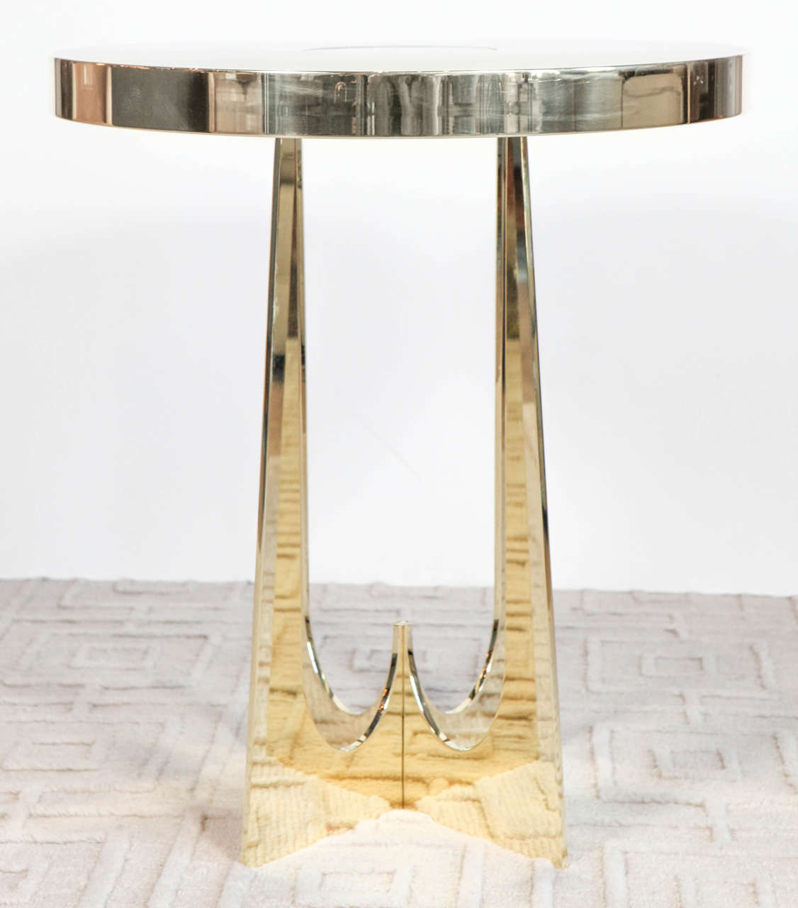 American Brass and Resin Side Table with an Agate Designed by Adam Hebb, USA For Sale