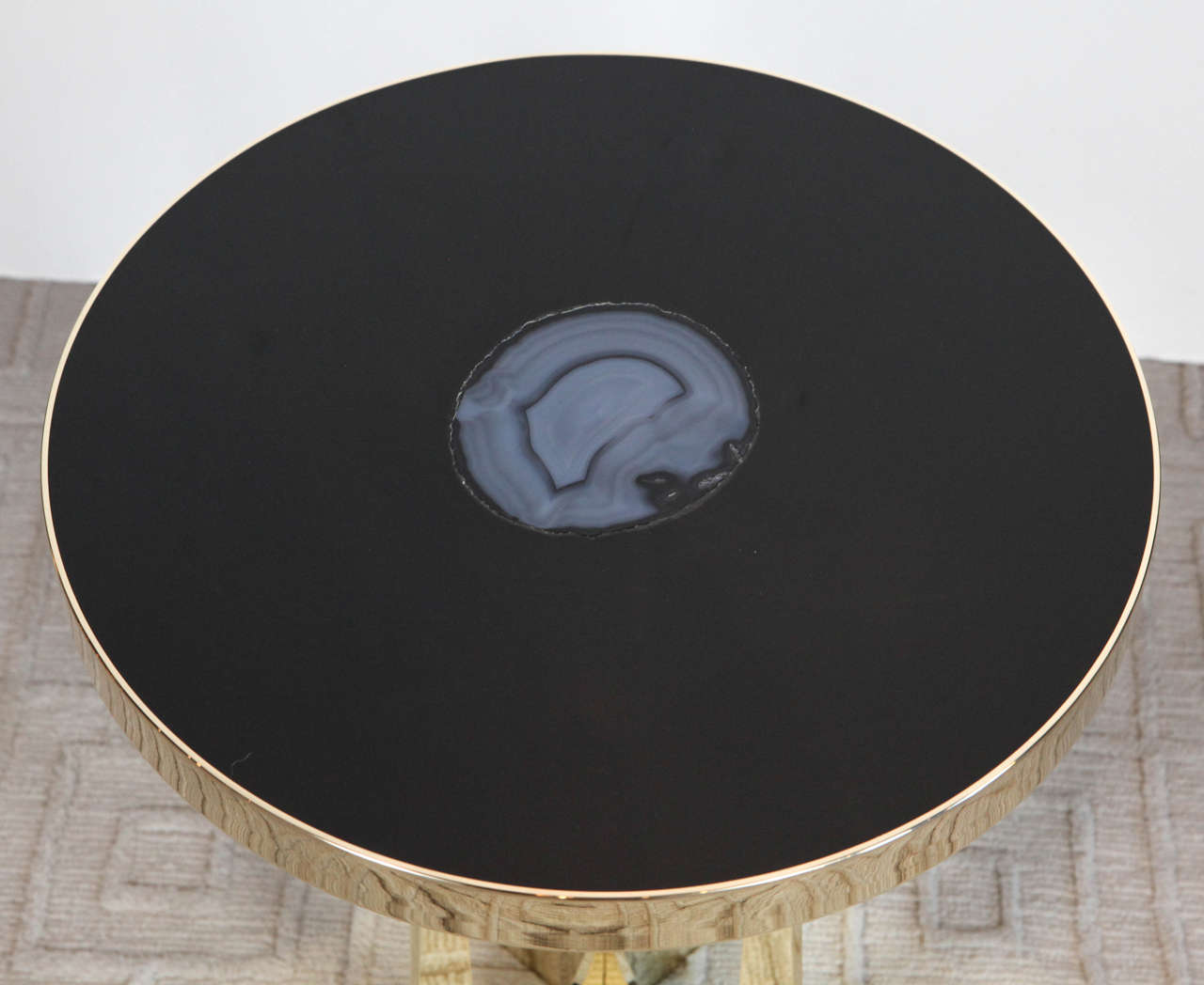 Contemporary Brass and Resin Side Table with an Agate Designed by Adam Hebb, USA For Sale