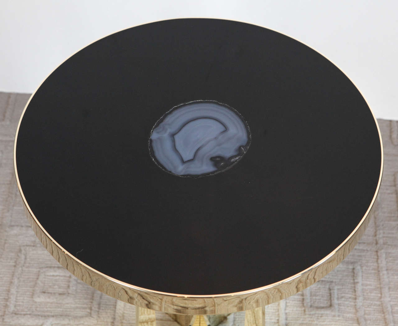 Brass and Resin Side Table with an Agate Designed by Adam Hebb, USA For ...