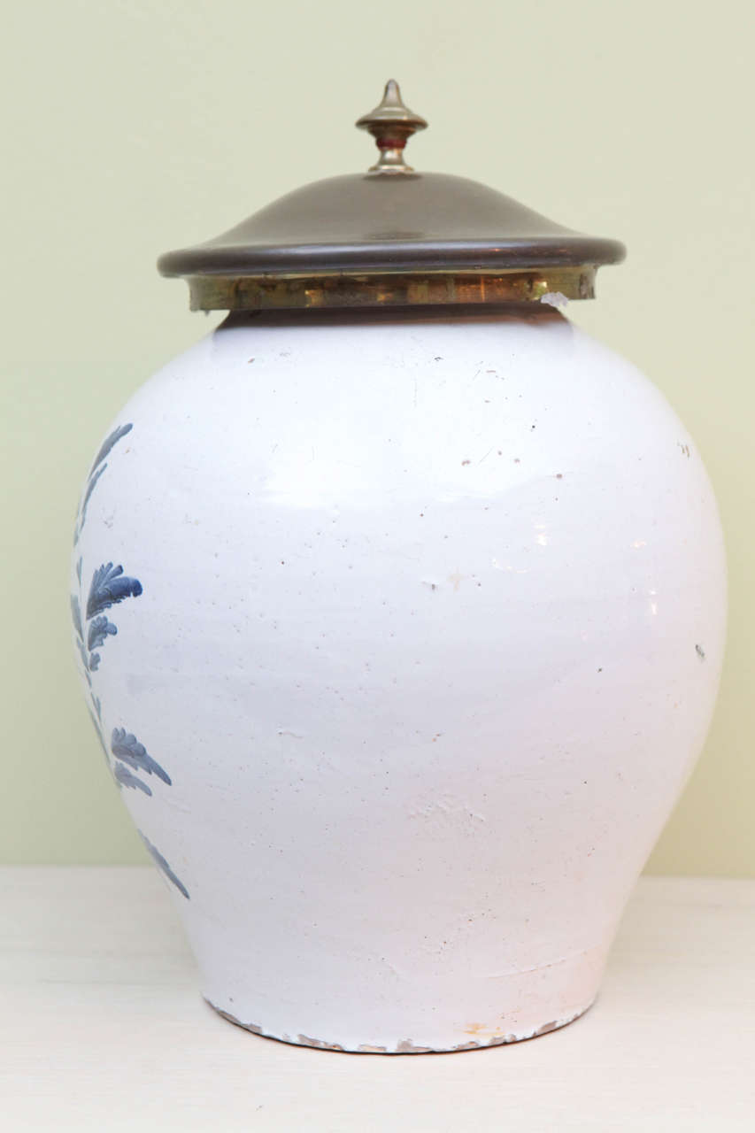 French Faience Tobacco Jar with Lid, circa 1778 1
