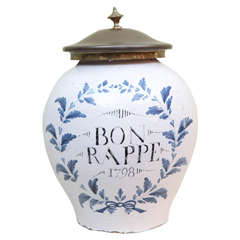 French Faience Tobacco Jar with Lid, circa 1778