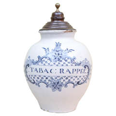 A French faience tobacco jar with lid, c. 1770