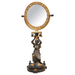French Patinated and Gilt Bronze Dressing Mirror, circa 1835