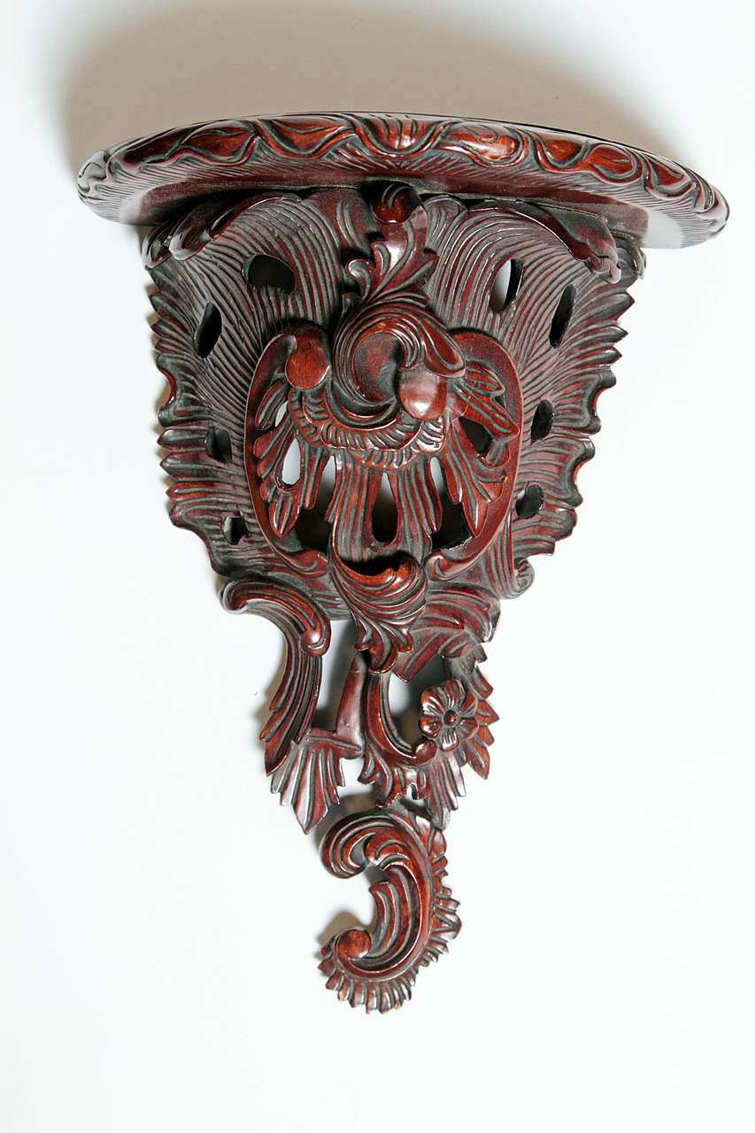 Pair of Carved Wood Rococo Style Brackets 4