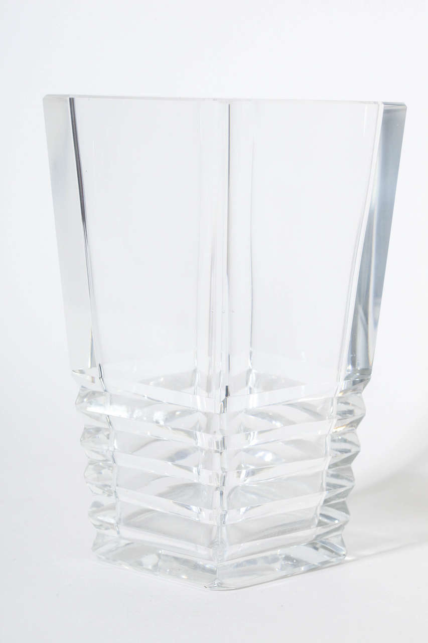 Jean Luce French Art Deco Clear Glass Vase In Excellent Condition In New York, NY