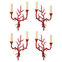 Coral Motif Lacquered Bronze Sconces