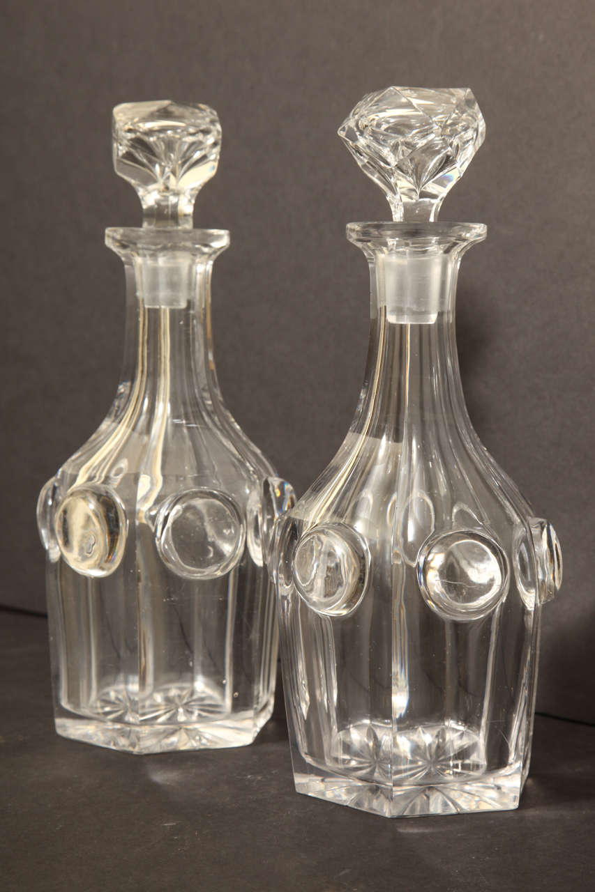 Early Victorian Rare Cut Crystal Victorian Decanters For Sale