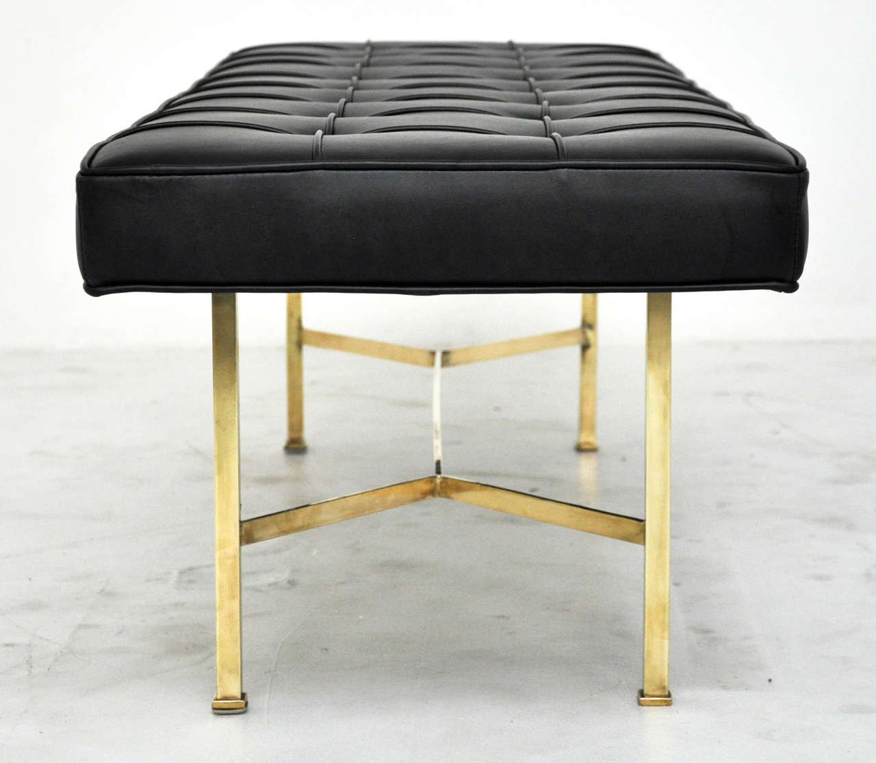 Harvey Probber Leather Bench with Brass Base 5