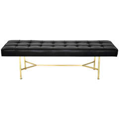 Harvey Probber Leather Bench with Brass Base