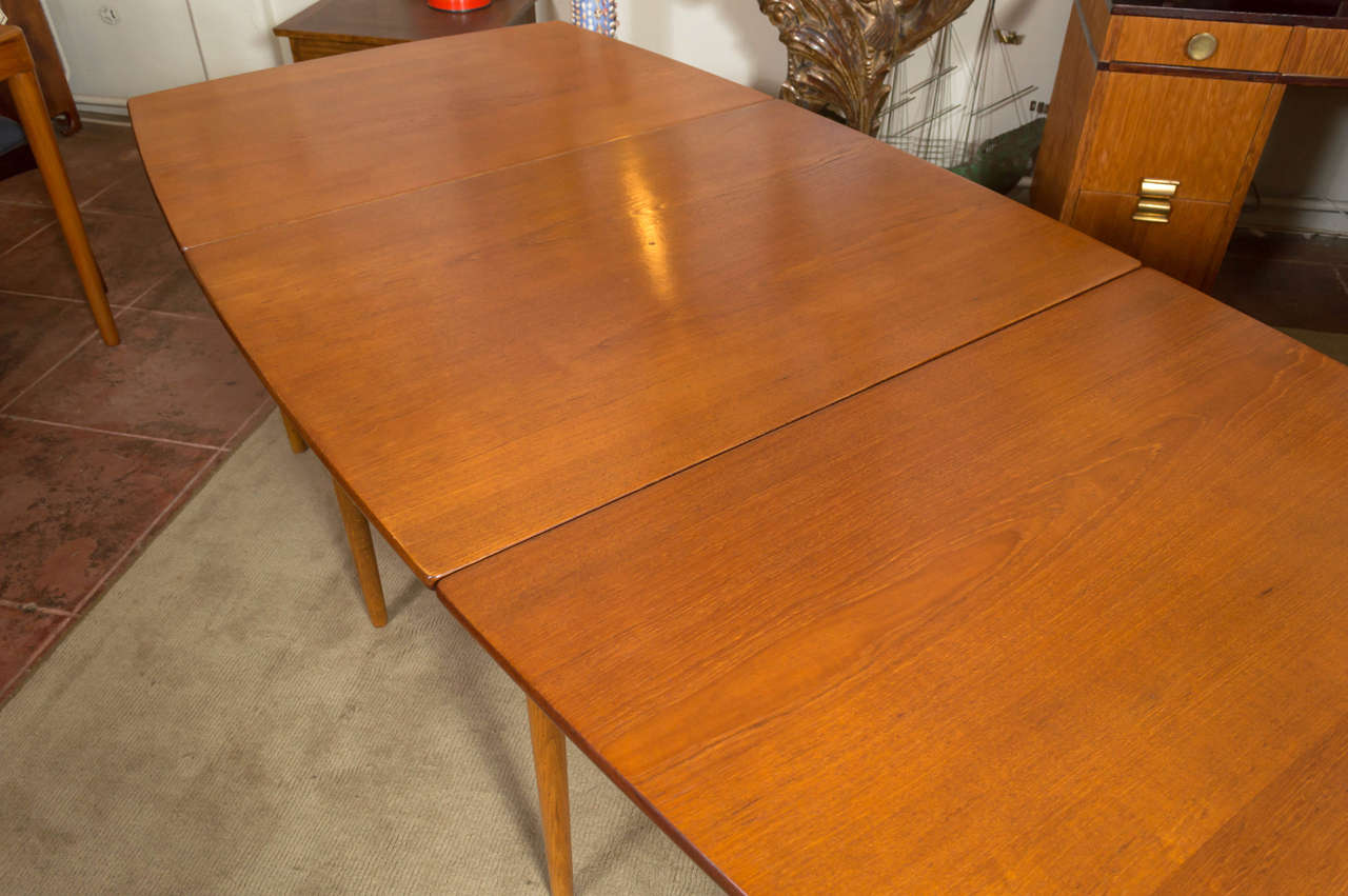 Danish Rare Hans Wegner for Andreas Tuck Drop-Leaf Teak Dining Table