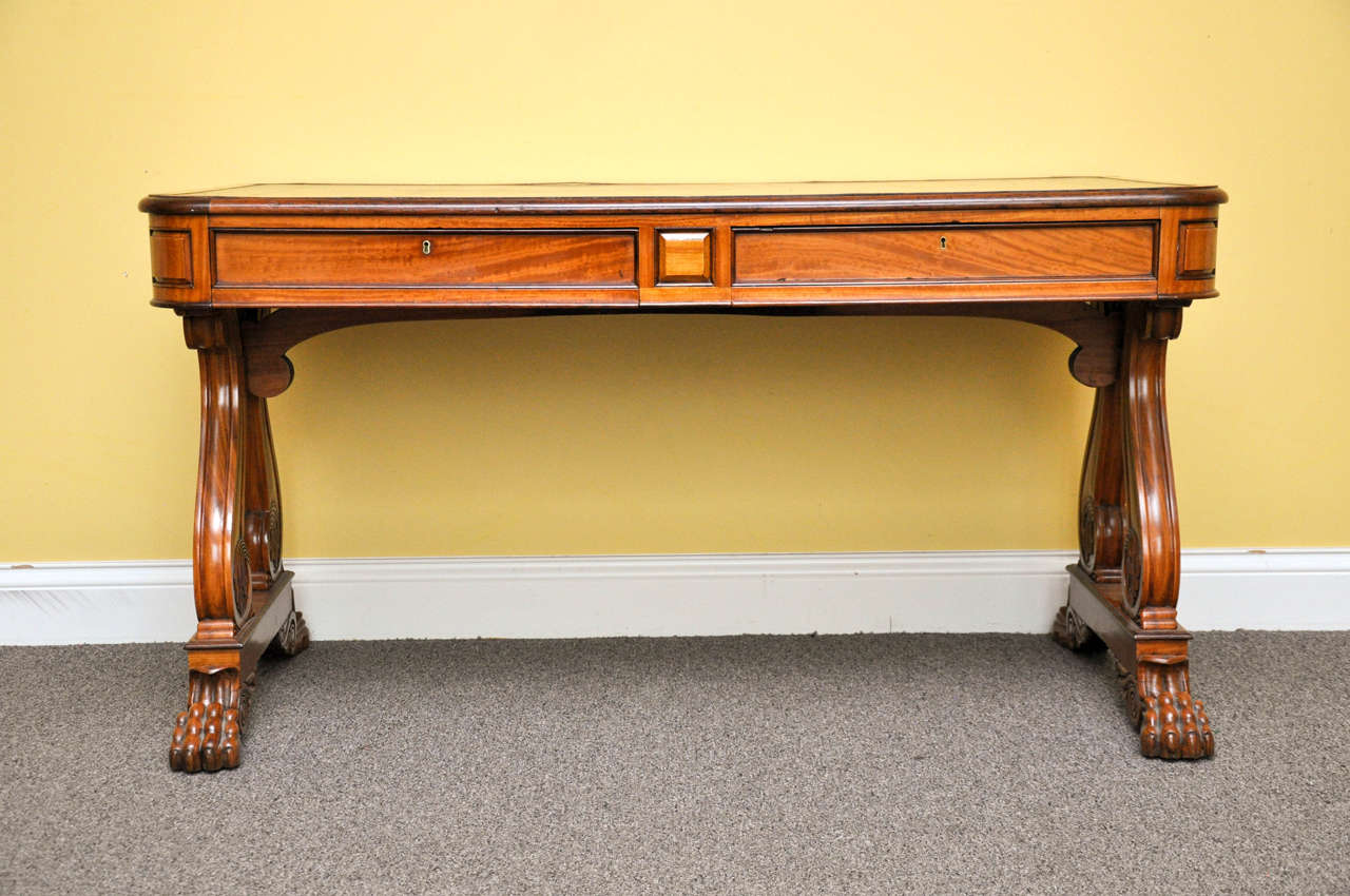 Exceptional English Regency Solid Satinwood Library Table, circa 1830