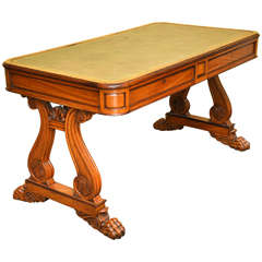 Exceptional English Regency Solid Satinwood Library Table, circa 1830