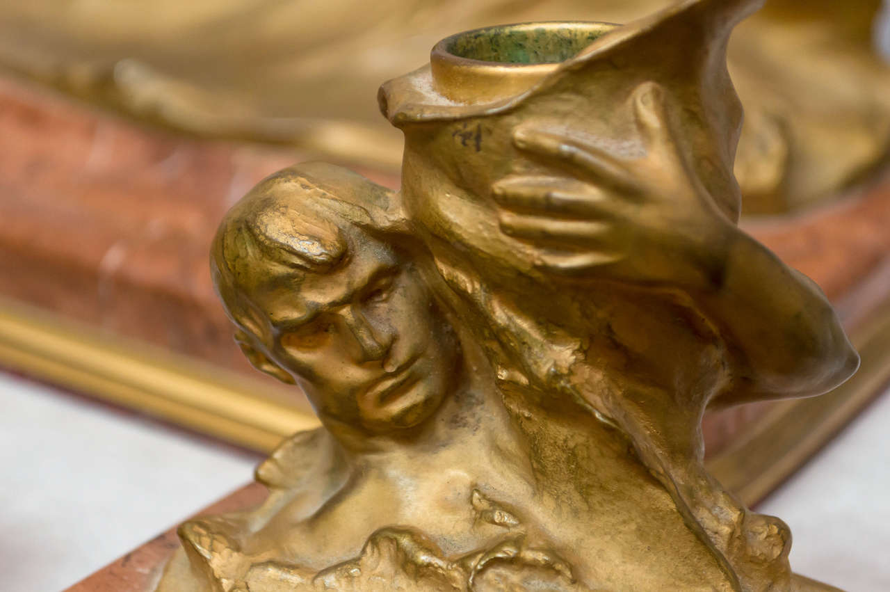 Art Nouveau Gilt Bronze and Marble Desk Set. H. Muller 3