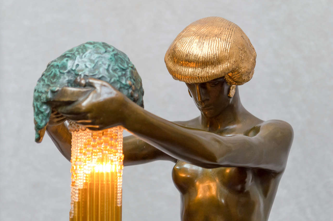Art Nouveau Bronze Lamp of Delilah, Secessionist Period