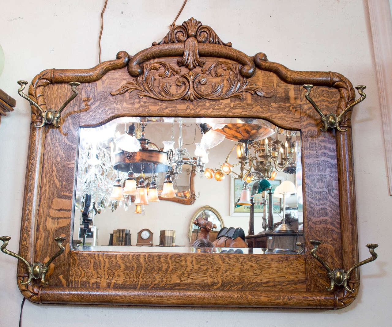 antique oak hall bench