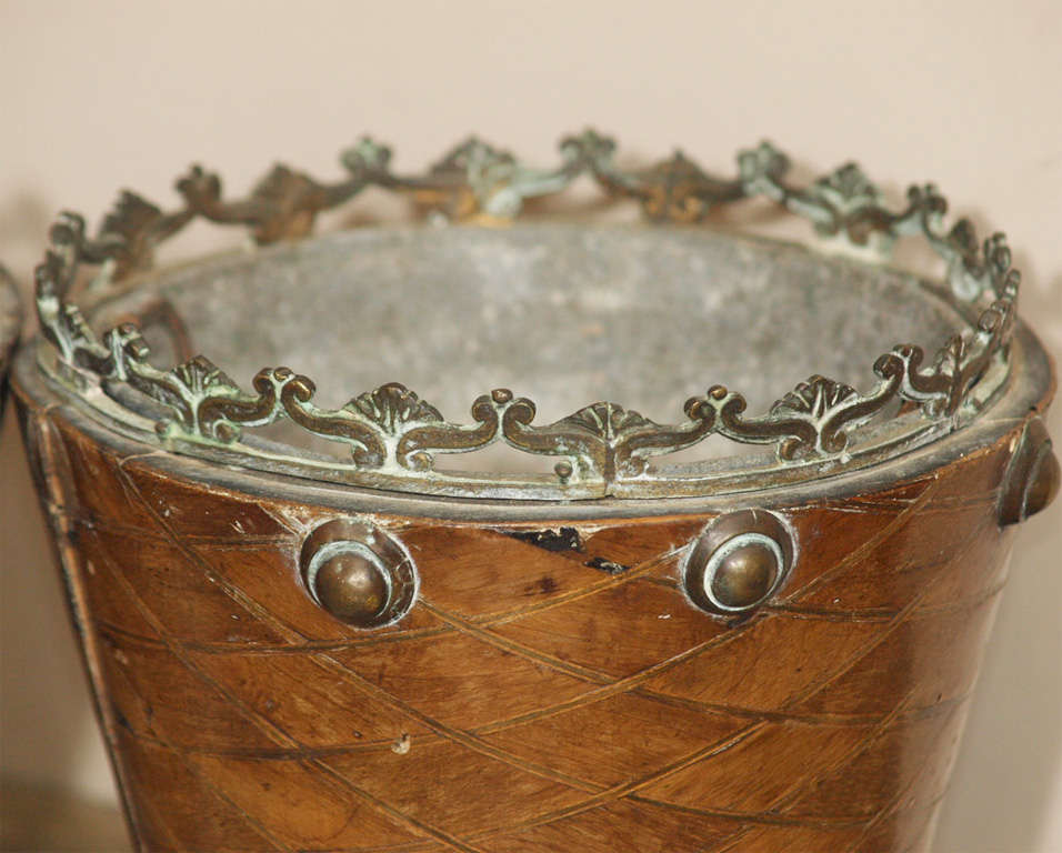 French Pair of Parquetry Cachepots