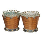 Pair of Parquetry Cachepots